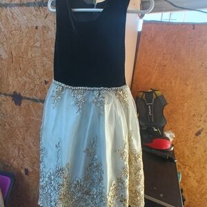 Elegant Black and Gold Kids Dress